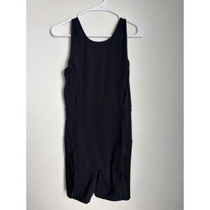 Fabletics Womens Black Mesh Panel Athletic Romper Bodysuit Size Medium M
